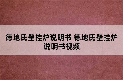 德地氏壁挂炉说明书 德地氏壁挂炉说明书视频